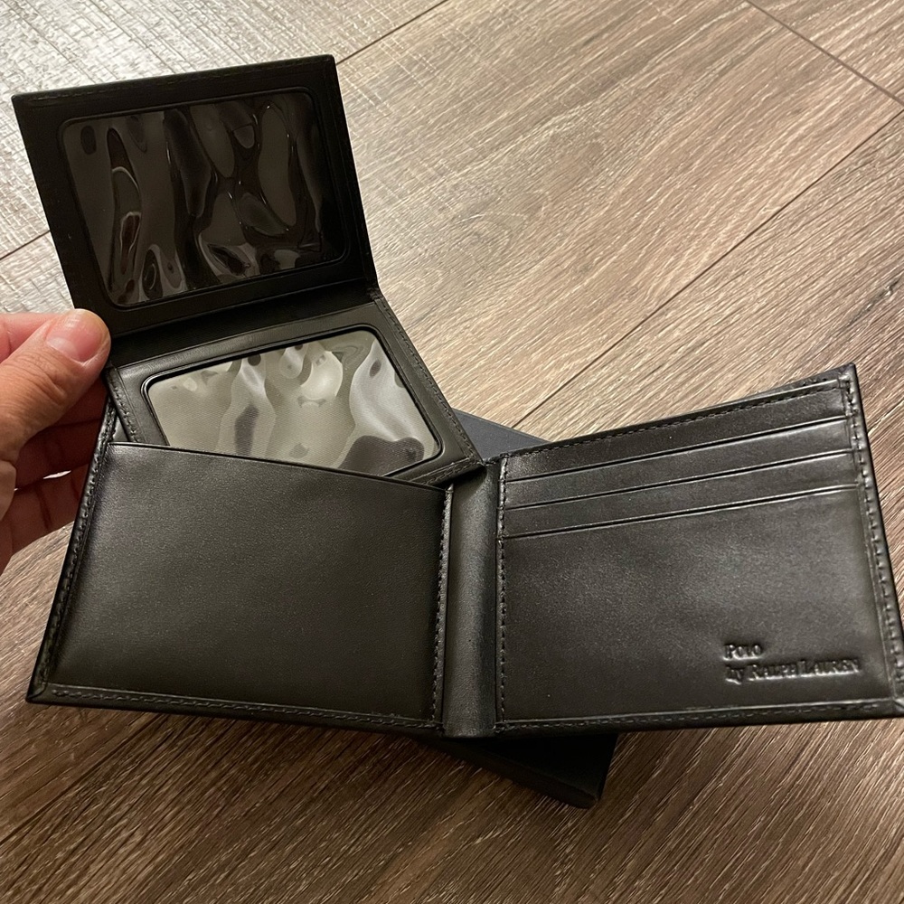 Ralph Lauren mens black real leather wallet
